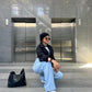 Strass Studded Jeans Pants Light Blue OBS-350C