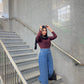 Strass Studded Jeans Pants Dark Blue OBS-350A