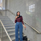 Strass Studded Jeans Pants Dark Blue OBS-350A
