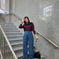 Strass Studded Jeans Pants Dark Blue OBS-350A