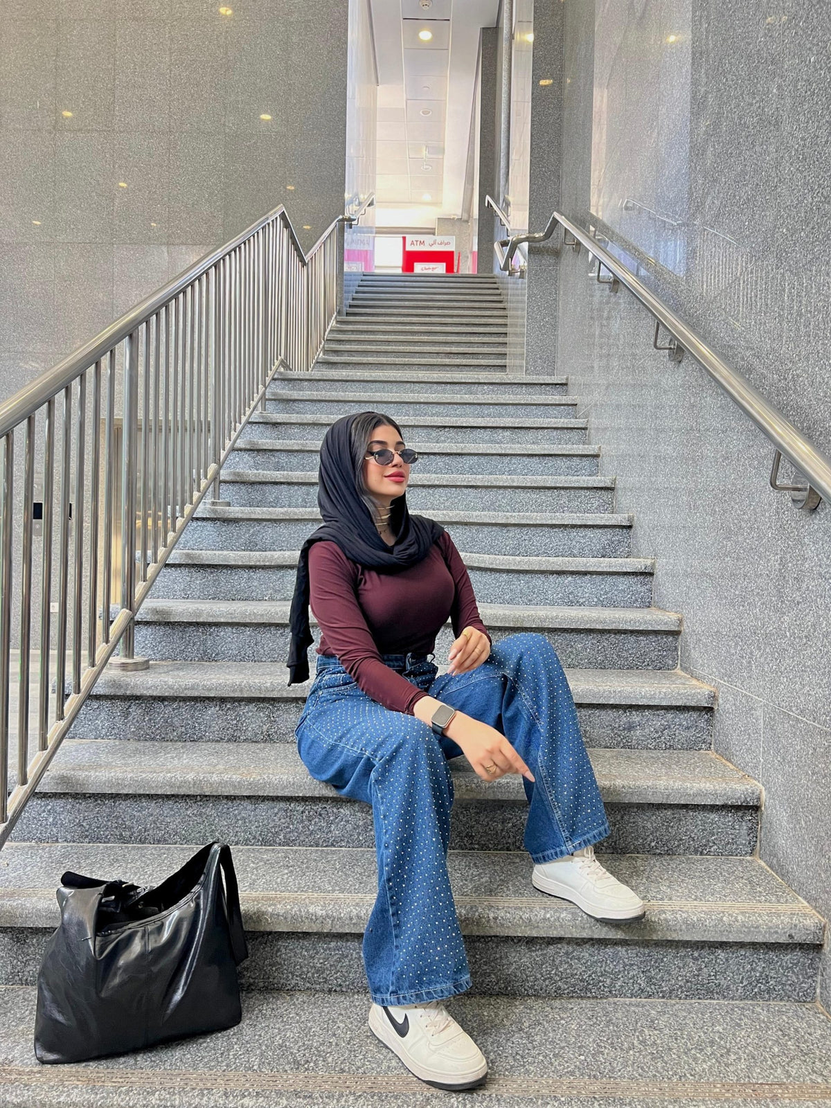 Strass Studded Jeans Pants Dark Blue OBS-350A
