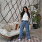 High waist Flap Pocket Cargo Light Quarry Jeans Pants OB-624V