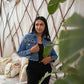 Metal Rings Jeans Jacket Dark Blue Color OJ-549A