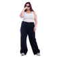 Plus Size High Waist Straight Black Jeans Pants OB-357BL
