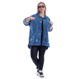 Plus Size Jeans Jacket Oversized Boyfriend Dark Blue OJ-524A