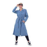 Denim coat with sleeves and belt Medium Blue OJ-012B