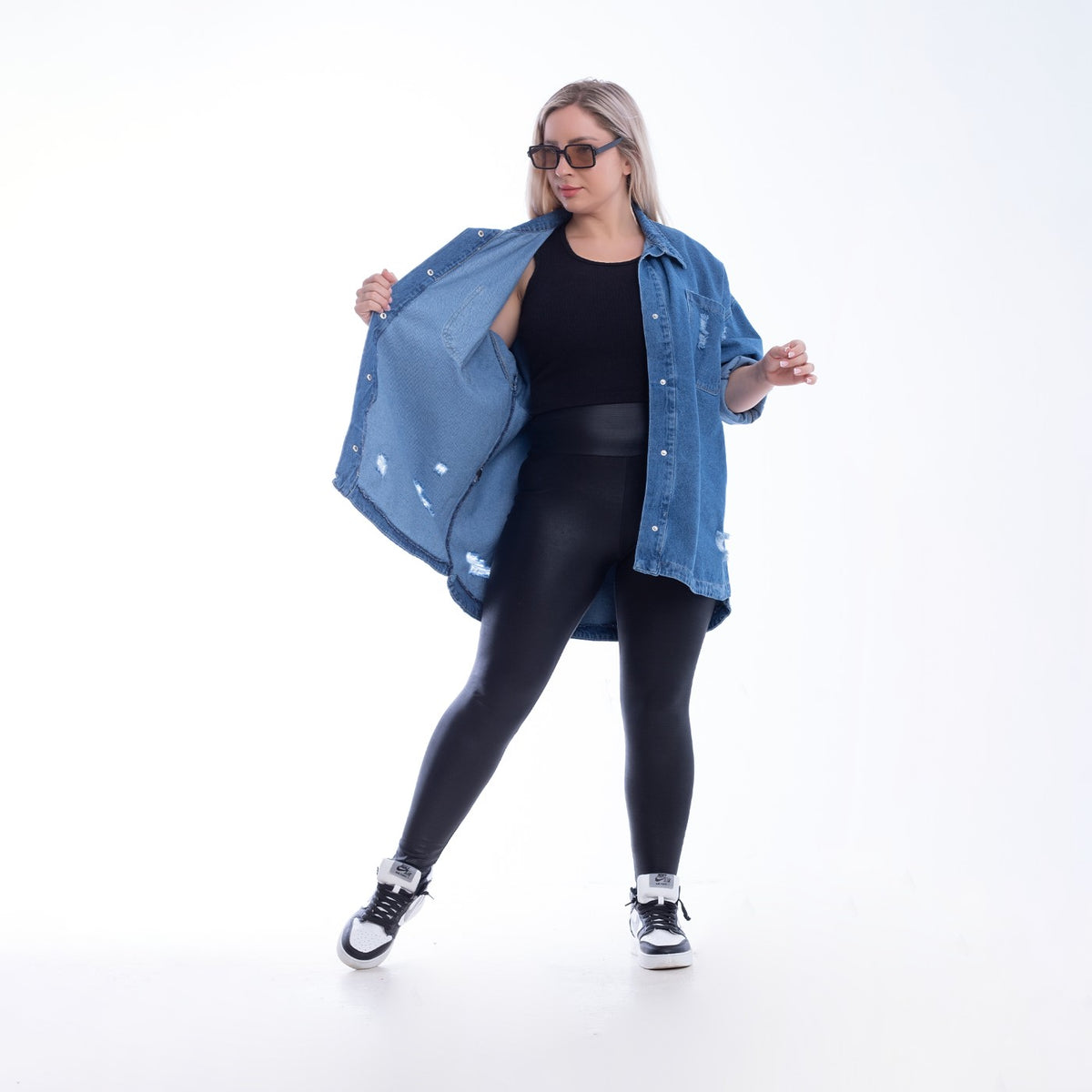 Plus Size Jeans Jacket Oversized Boyfriend Dark Blue OJ-524A