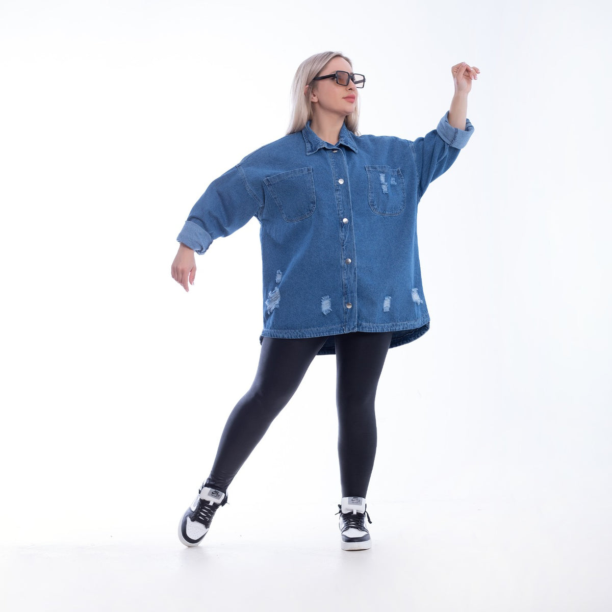 Plus Size Jeans Jacket Oversized Boyfriend Dark Blue OJ-524A
