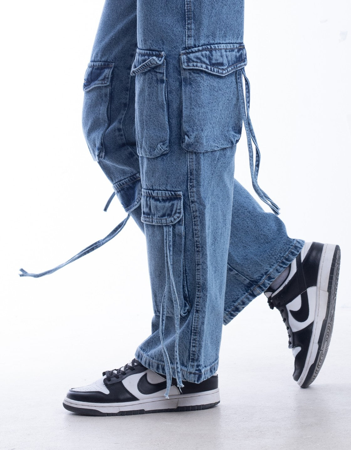 High waist Flap Pocket Cargo Dark Quarry Jeans Pants OB-624R