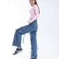 High waist Flap Pocket Cargo Dark Quarry Jeans Pants OB-624R
