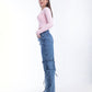 High waist Flap Pocket Cargo Dark Quarry Jeans Pants OB-624R