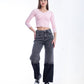 High Waist Black Burnt Leg Gary Jeans Pants OB-463CBL