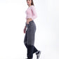 High Waist Black Burnt Leg Gary Jeans Pants OB-463CBL