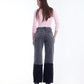 High Waist Black Burnt Leg Gary Jeans Pants OB-463CBL