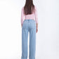 Diamond Studded Straight Jeans Pants Light Blue OBD-350DC
