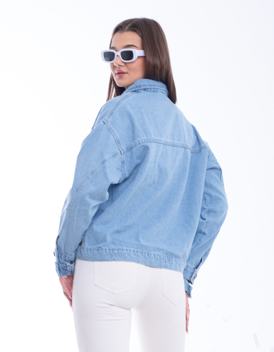 Jeans Jacket Double Belt Light Blue OJ-529C
