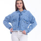 Jeans Jacket Fringe Trim Drop With Belt Medium Blue OJ-534B