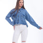 Jeans Jacket Fringe Trim Drop With Belt Dark Blue OJ-534A