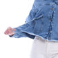 Jeans Jacket Fringe Trim Drop With Belt Dark Blue OJ-534A