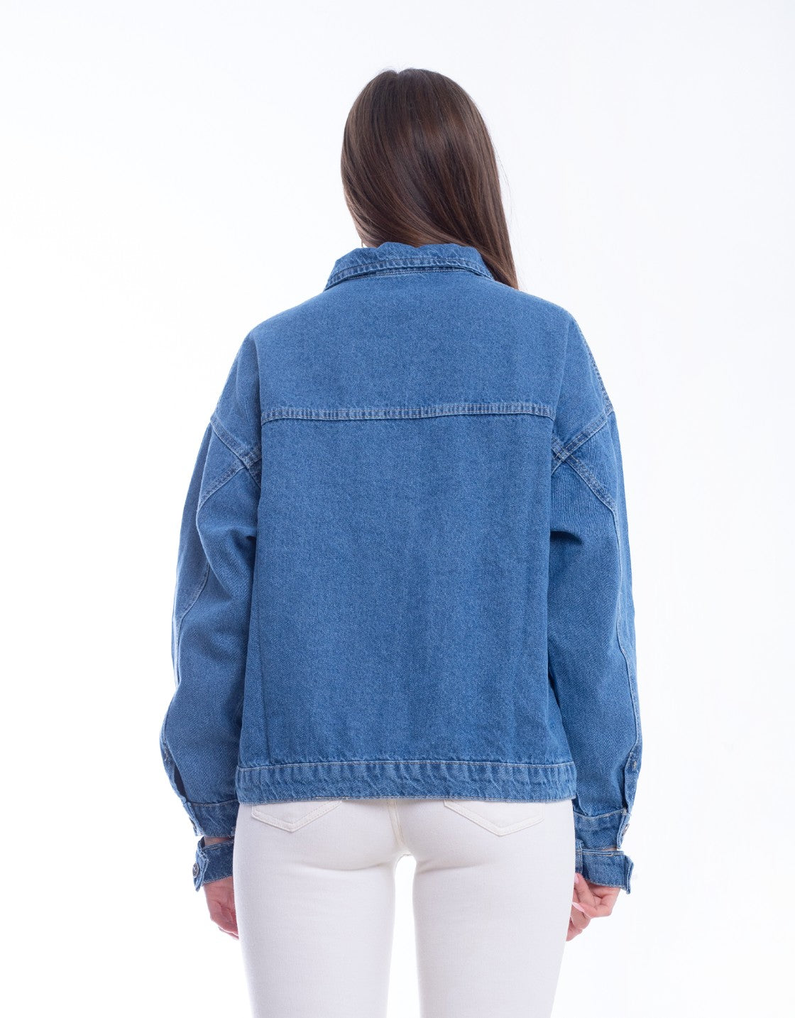Jeans Jacket Double Belt Medium Blue OJ-529B