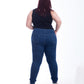 Plus Size High Waist Skinny Dark Blue Jeans Pants OH-320A