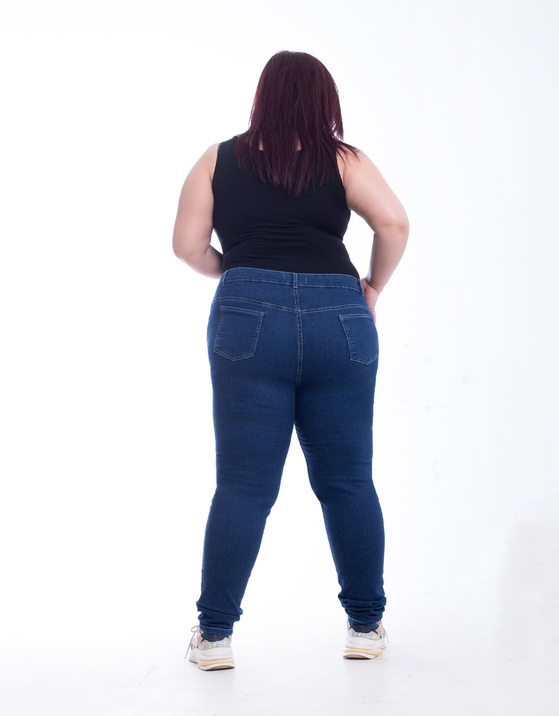 Plus Size High Waist Skinny Dark Blue Jeans Pants OH-320A