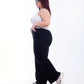 Plus Size High Waist Straight Black Jeans Pants OB-357BL
