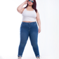 Plus Size High Waist Skinny Medium Blue Jeans Pants OH-320B