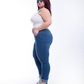 Plus Size High Waist Skinny Medium Blue Jeans Pants OH-320B