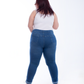 Plus Size High Waist Skinny Medium Blue Jeans Pants OH-320B