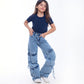 High waist Flap Pocket Cargo Light Quarry Jeans Pants Teenager OB-625V