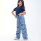 High waist Flap Pocket Cargo Light Quarry Jeans Pants Teenager OB-625V