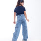 High waist Flap Pocket Cargo Light Quarry Jeans Pants Teenager OB-625V
