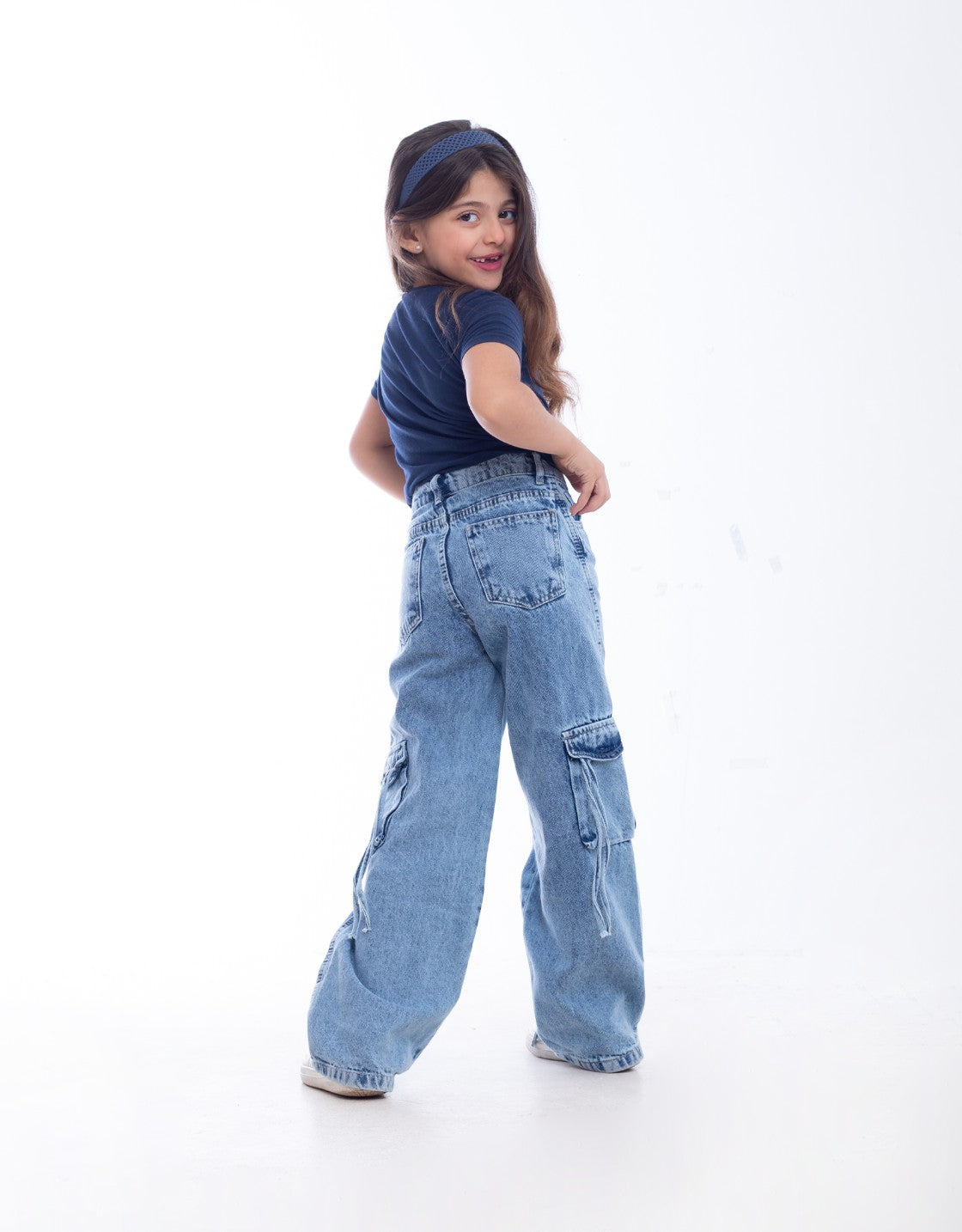 High waist Flap Pocket Cargo Light Quarry Jeans Pants Teenager OB-625V