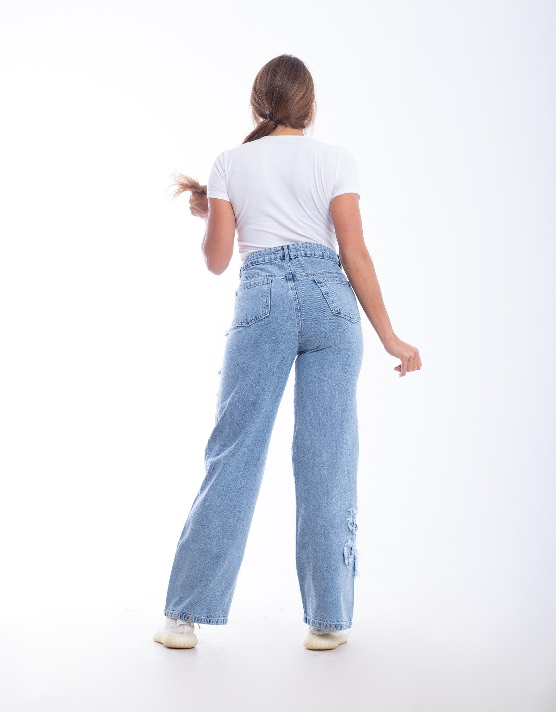 High Waist Straight Flower Pattern Quarry Jeans Pants OB-632R