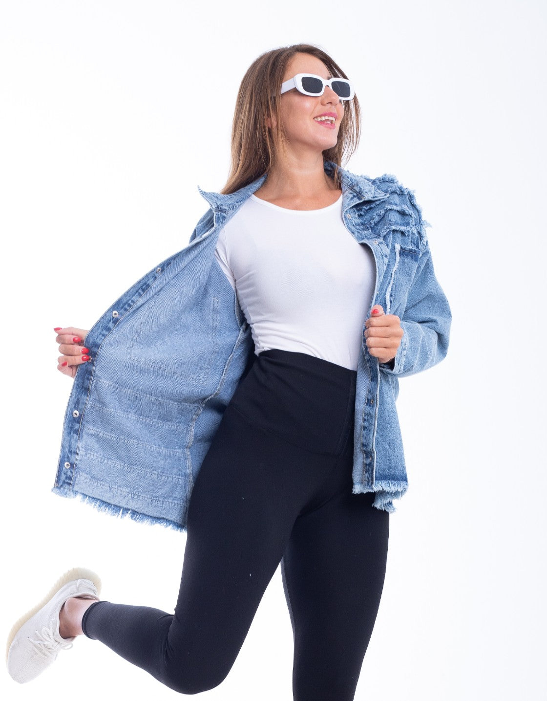 Jeans Jacket Fringe Trim Quarry Blue OJ-535R