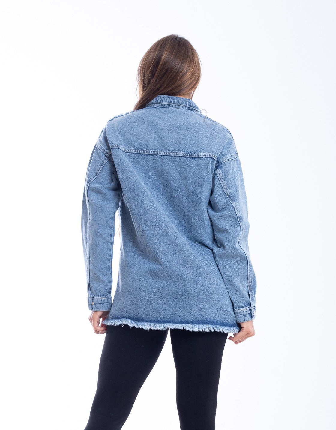 Jeans Jacket Fringe Trim Quarry Blue OJ-535R