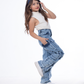 High Waist Flap Cargo Pocket Raw Cut Quarry Jeans Pants Teenager OB-627R