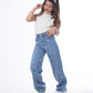 Diamond Studded Straight Jeans Pants Light Blue Teenager OBD-397DC