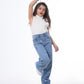 Diamond Studded Straight Jeans Pants Light Blue Teenager OBD-397DC