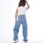 Diamond Studded Straight Jeans Pants Light Blue Teenager OBD-397DC