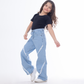 Straight Raw Cut Jeans Pants Line Ice Blue Teenager OB-618i