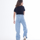 Straight Raw Cut Jeans Pants Line Ice Blue Teenager OB-618i