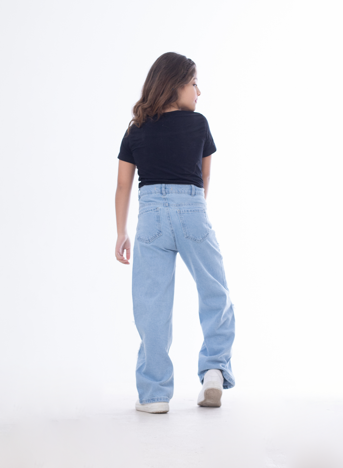 Straight Raw Cut Jeans Pants Line Ice Blue Teenager OB-618i