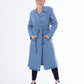 Denim coat with sleeves and belt Medium Blue OJ-012B