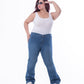 Plus Size High Waist Charleston Medium Blue Jeans Pants OH-434B
