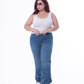 Plus Size High Waist Charleston Medium Blue Jeans Pants OH-434B