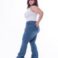 Plus Size High Waist Charleston Medium Blue Jeans Pants OH-434B