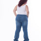 Plus Size High Waist Charleston Medium Blue Jeans Pants OH-434B