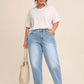 Plus Size MomFit Boyfriend Light Blue Jeans Pants OB-207C